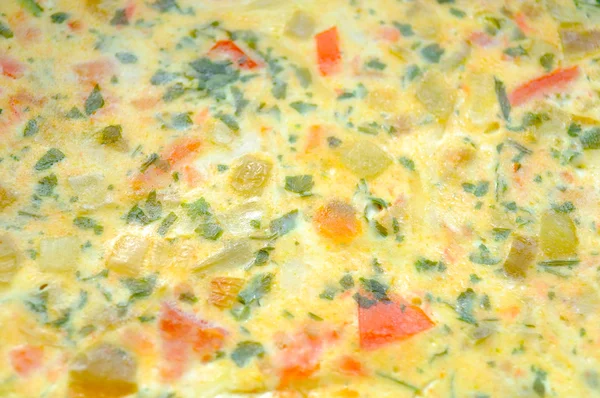 Omelet with Onion, Sweet Pepper, and Parsley — Stock Photo, Image