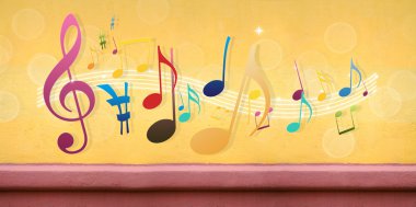 Music Notes on Concrete Wall (Extra-Wide Background) clipart