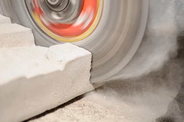 Grinder Cutting Concrete Block — Stock Photo, Image
