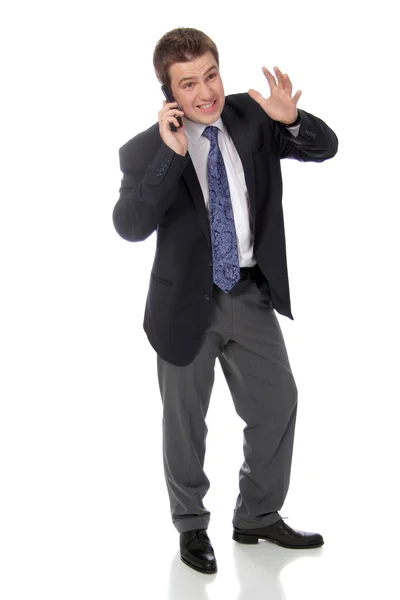 Affärsman och ringer via telefon — Stockfoto