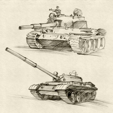 Vintage card with soviet tanks clipart