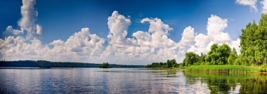 Summer panorama of Volga-river clipart