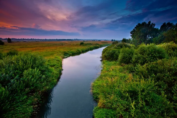 Summer evening over river — Stock Photo, Image