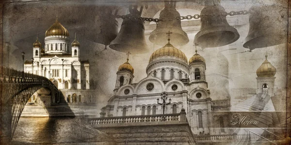 拡張の手で美しい巨乳ブルネットκάρτα από τη Μόσχα — Φωτογραφία Αρχείου