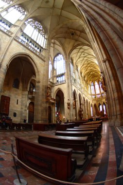 Interior of gothic cathedral clipart