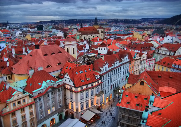 View of Prague from a tower on Old Town Square