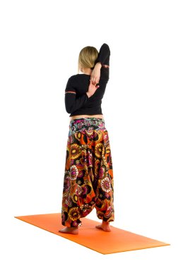 Gomukhasana , a position in Yoga, is also called Cow-face clipart
