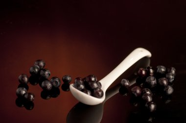 taze bilberry kaşık karanlık içinde