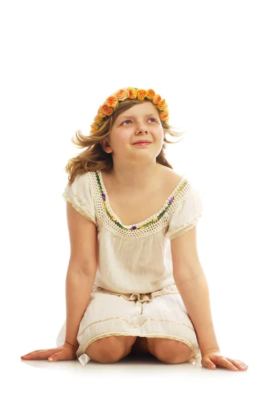 Μικρό κορίτσι σε λευκό — Φωτογραφία Αρχείου