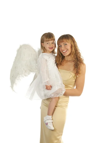 Γυναίκα και κορίτσι με φτερά — Φωτογραφία Αρχείου