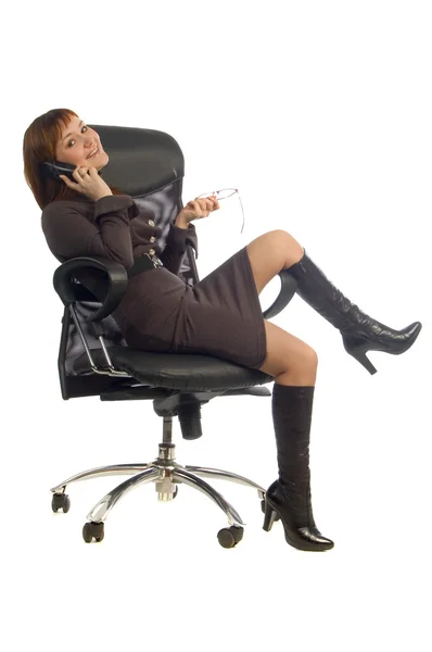 電話で話している若いビジネス女性 — ストック写真