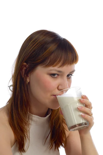 Gadis minum susu — Stok Foto
