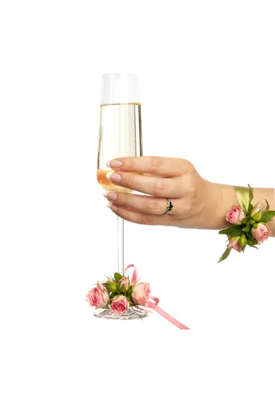Houden van een glas champagne — Stockfoto