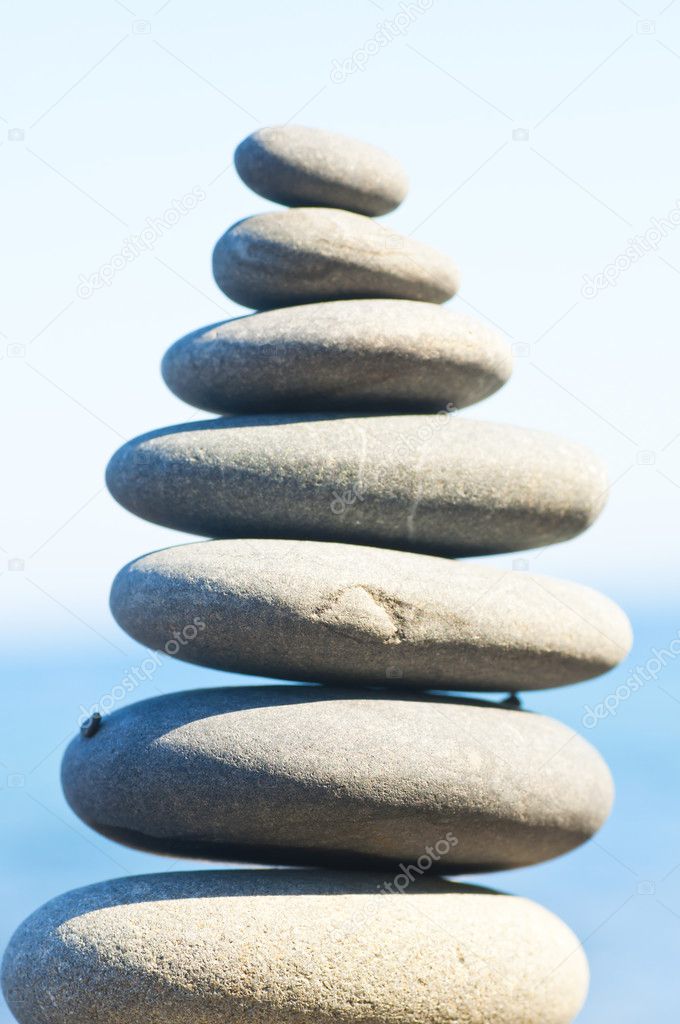 Balanced rocks contrast a sea — Stock Photo © nanka-photo #6728116