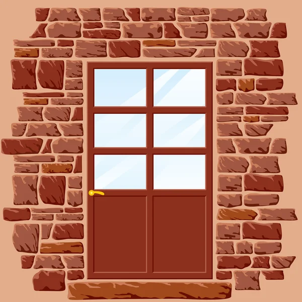 Двері в кам'яній стіні — стоковий вектор