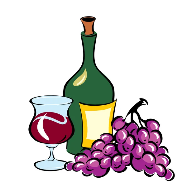 Vinho e uvas — Vetor de Stock
