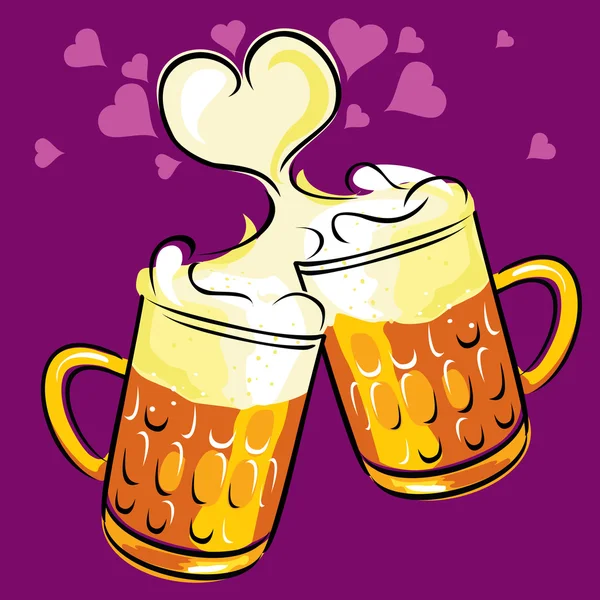 Beer and love — Stock Vector