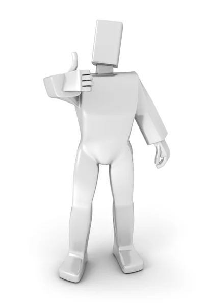 3D człowiek z kciuki up — Zdjęcie stockowe