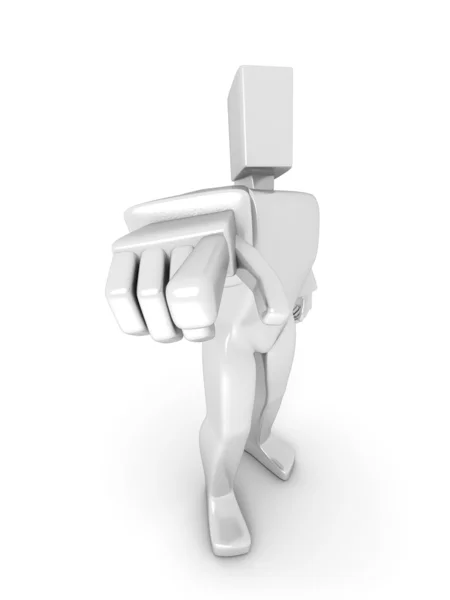 Homem 3D apontando para frente vista frontal — Fotografia de Stock