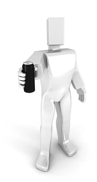 3D άνθρωπος που κρατά μια σόδα — Φωτογραφία Αρχείου