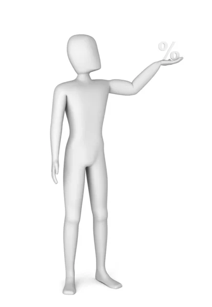 3D-man die in de hand zilveren percentage — Stockfoto