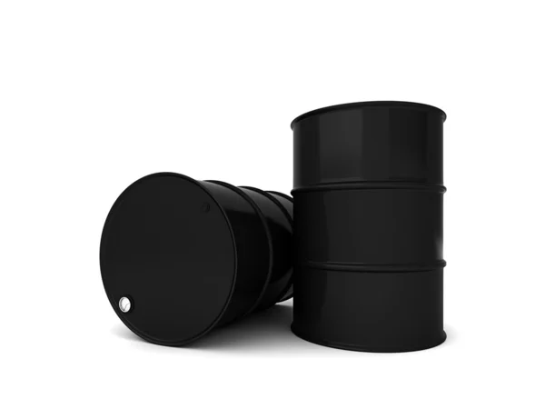 Два барреля нефти 3D рендеринг — стоковое фото