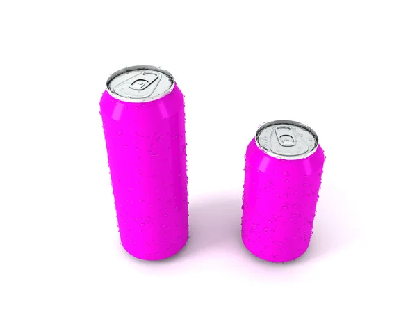 Illustrazione 3d di due lattine di alluminio viola — Foto Stock