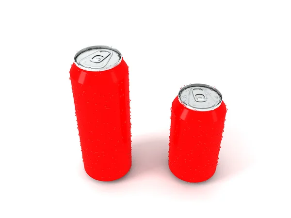 两个红色铝罐三维图 — 图库照片