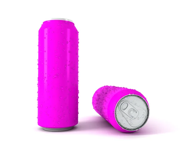 Ilustração 3d de duas latas de alumínio violeta — Fotografia de Stock