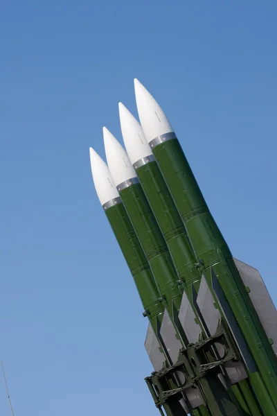 Several Russian combat missiles aimed at the sky. — Stock Photo, Image