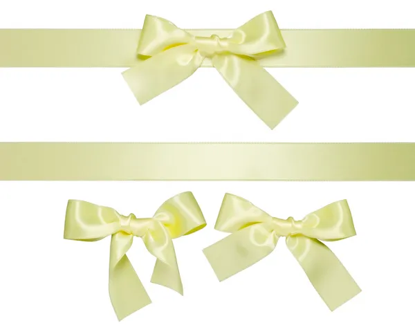 Yellow multiple ribbons with bow — Stock Photo, Image