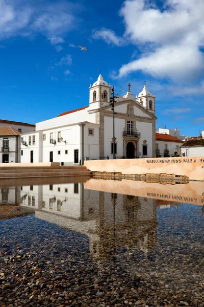 Church of Santa Maria reflected in the water — Stok fotoğraf