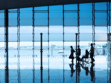 Passengers in the interior of the airport clipart