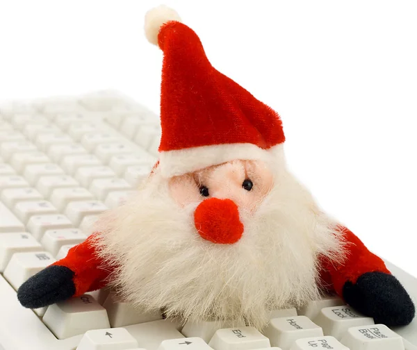 Sombrero y teclado de Santa — Foto de Stock