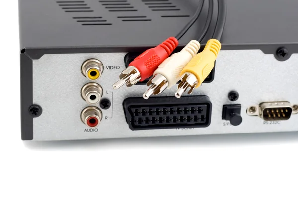 Conectores de entrada con cable de audio de vídeo —  Fotos de Stock