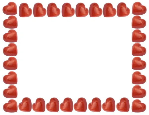 Любовная рамка с красными сердцами — стоковое фото