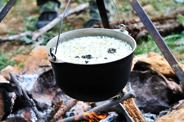 stock image Kettle on fire