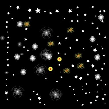 Snowflakes and stars against the night sky clipart