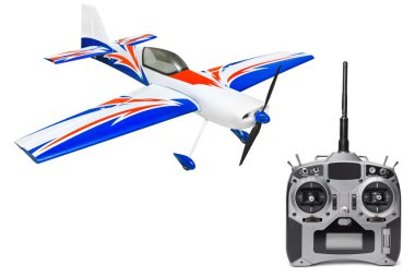 RC plane and radio remote control clipart