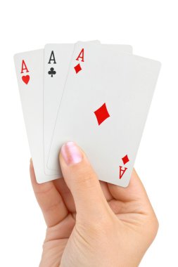 Hand with three aces clipart