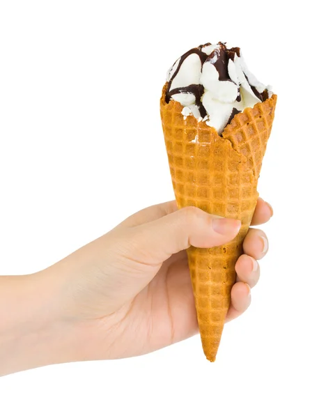 Icecream in hand — Stock Photo, Image