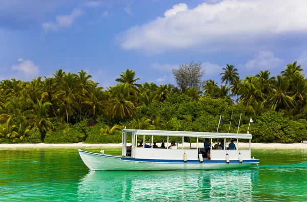 stock image Tropical island and boat