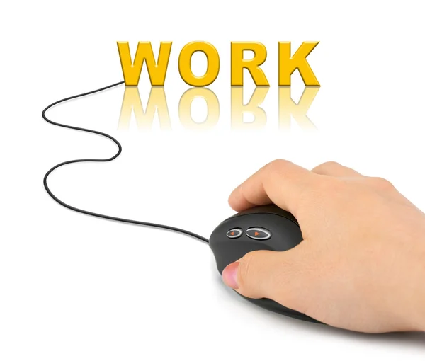 Рука з комп'ютерною мишкою і словом Робота — стокове фото