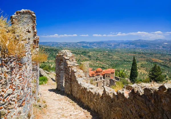 Ruins of old town in Mystras, Greece — Stock Photo, Image