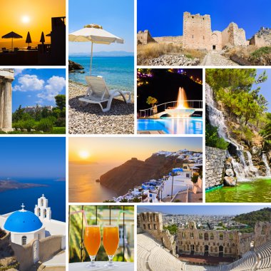 Collage of Greece travel images clipart