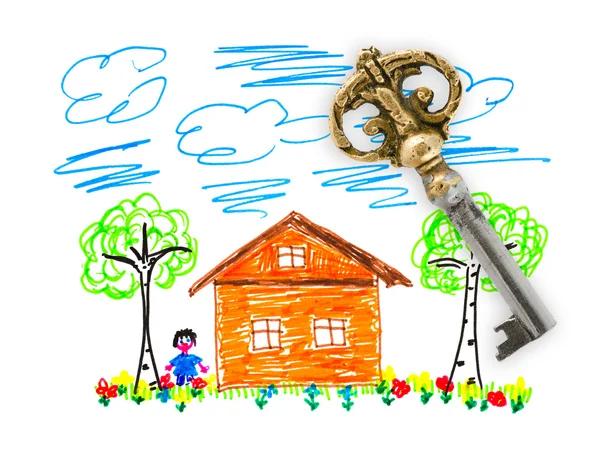 Drawing house and key — Stock Photo, Image