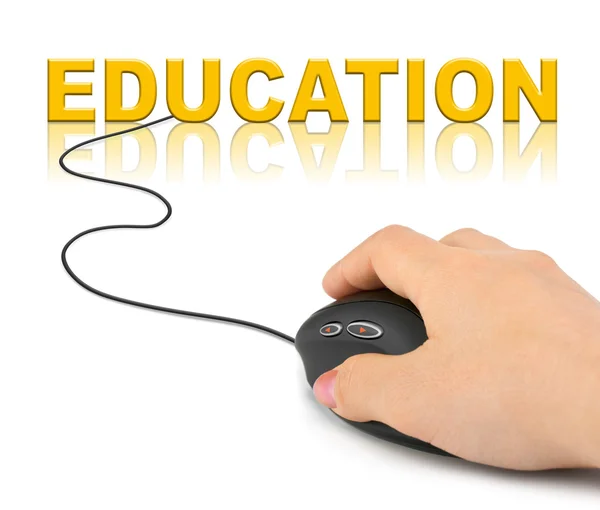 Hand with computer mouse and word Education — Stock Photo, Image