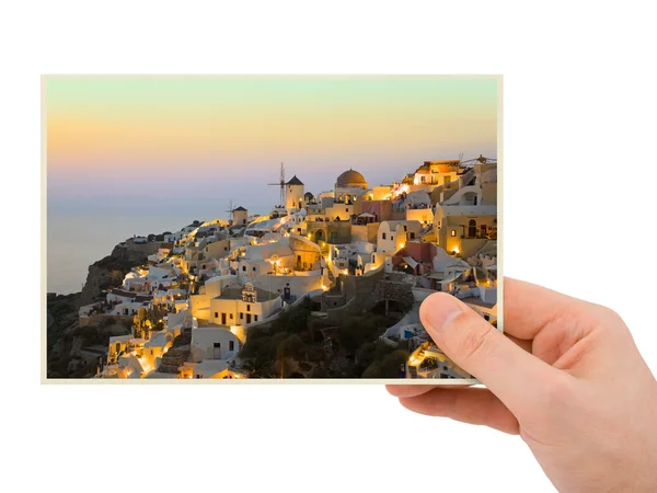 Santorini fotografía en mano — Foto de Stock