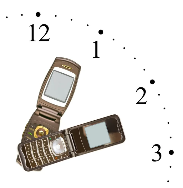 Годинник з мобільних телефонів — стокове фото