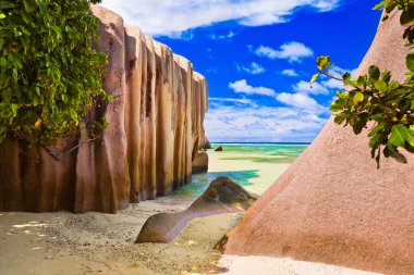 Beach Source d'Argent at Seychelles clipart